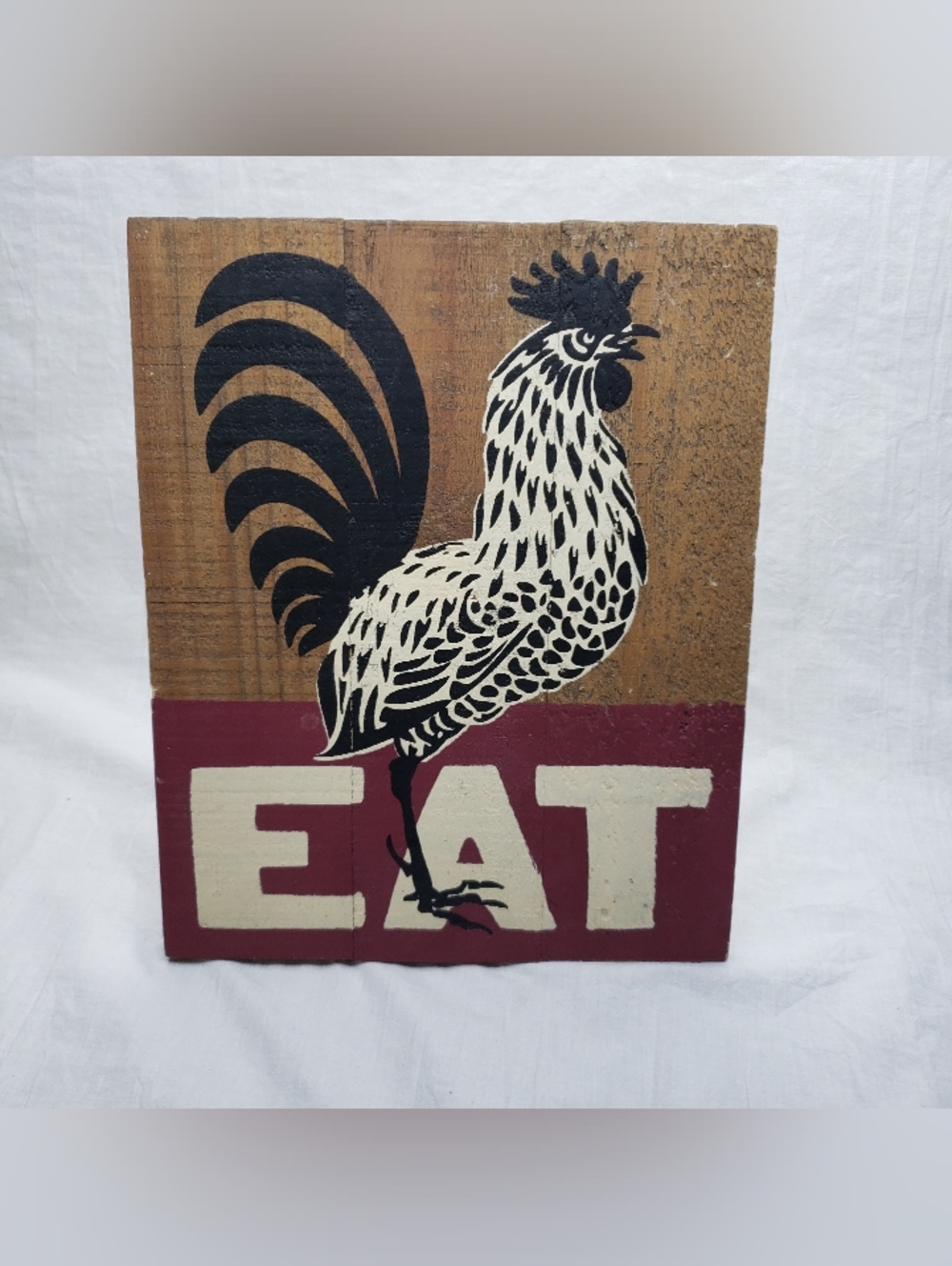 Rustic Chicken Rooster Eat Sign Easel Or Wall Hanging Pallet Wood Style